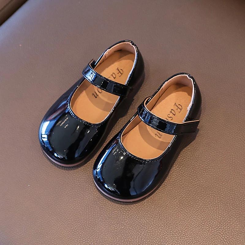 Plain Patent Leather Ballet Flats Baby Girls Concise Round Toe Mary Jane Shoes Kids Soft Sole Casual Dress Zapatos In Red White