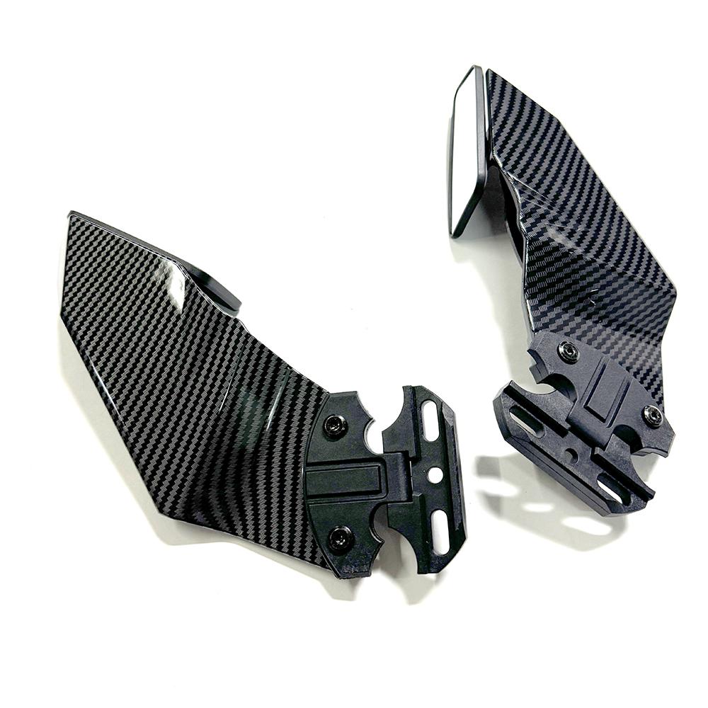 Carbon Fiber Style Adjustable Side Wing Spoiler Fairing With Rear View Mirrors For Honda Kawasaki Suzuki BMW Yamaha ABS carbon texture
