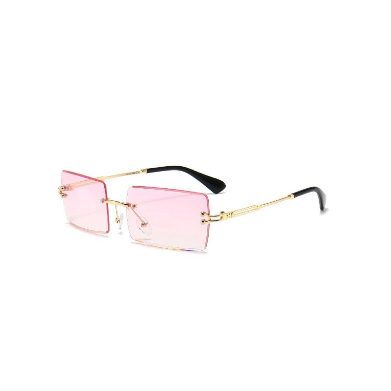Vintage Brown Square Sunglasses Woman Luxury Brand Small Rectangle Sun Glasses Female Gradient Mirror Rimless Oculos De Sol