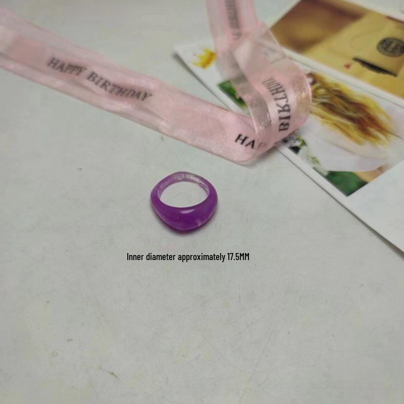 Sada prstenů z pryskyřice a acetátu v mixu barev, kulatý a čtvercový, pro ženy