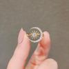 Luxury Synthetic Zirconia Sun Moon Open Ring, Adjustable Simple Fashion Index Finger Ring for Women