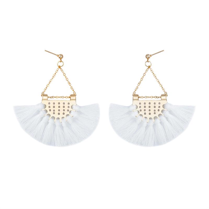 Ethnic Style Fashion Fan-shaped Tassel Earrings Bohemian Earrings Personalized Ear Jewelry ARI