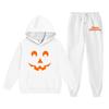 Kids Halloween Hoodie and Pants Set Pumpkin Face Print Pullover Sweatshirt with Hooded Top and Elastic Waist Bottoms for Boys Girls
