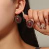 Retro Bohemian Ethnic Rhinestone French Buckle Earrings Studs Jewelry