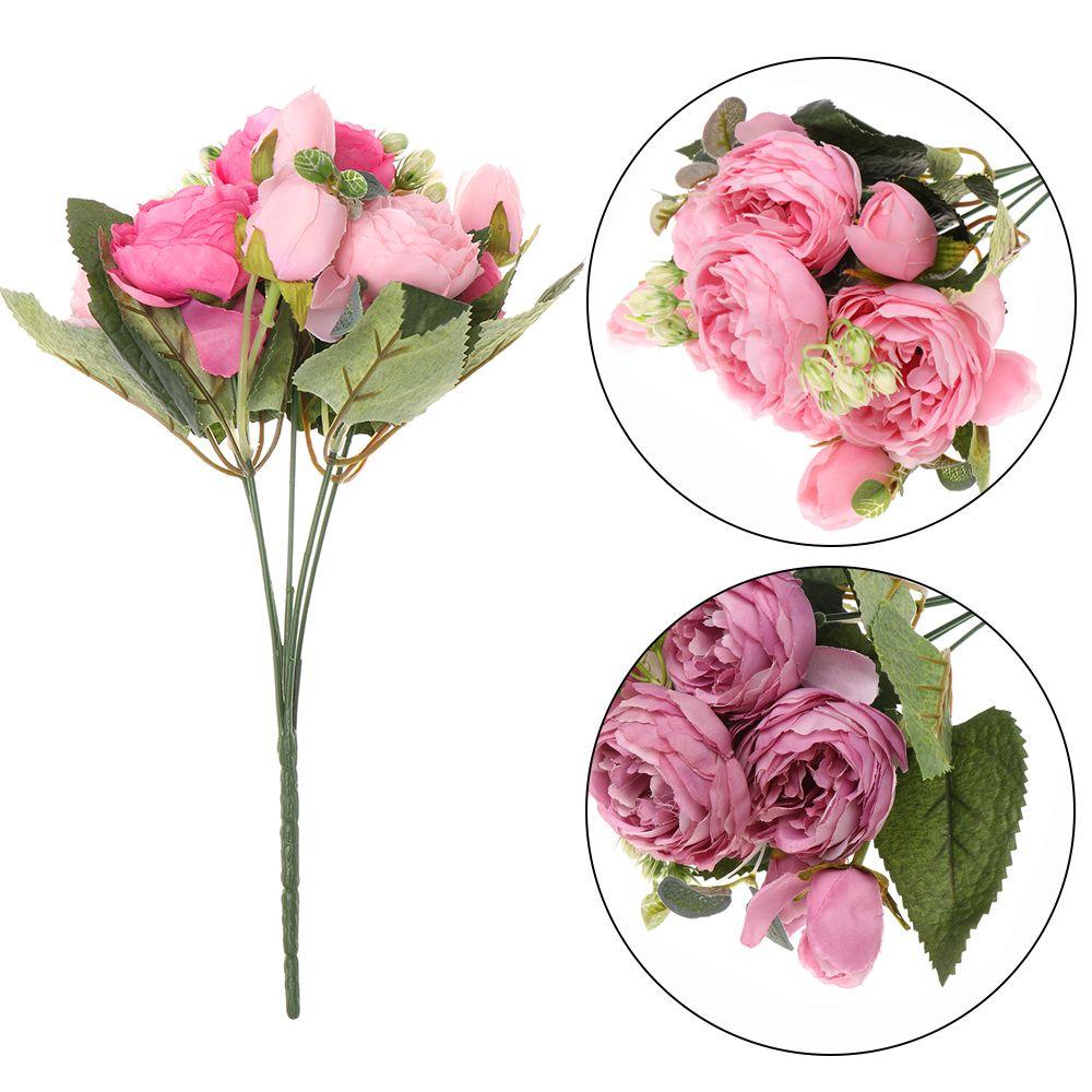30cm 9 Head Festival Supplies Vintage Wedding Artificial Flowers Rose Bouquet Silk Peony Party Decoration