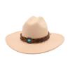 French Flat-Brimmed Top Hat Western Cowboy Hat Hot-Selling High-End Ethnic Style Travel Sunshade Woolen Jazz Hat
