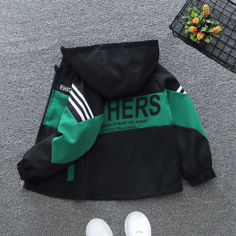 Casual Boys' Jackets Spring and Autumn Clothes Autumn Fried Street Boys Hooded Windbreakers Girls Western Style Tops Jackets