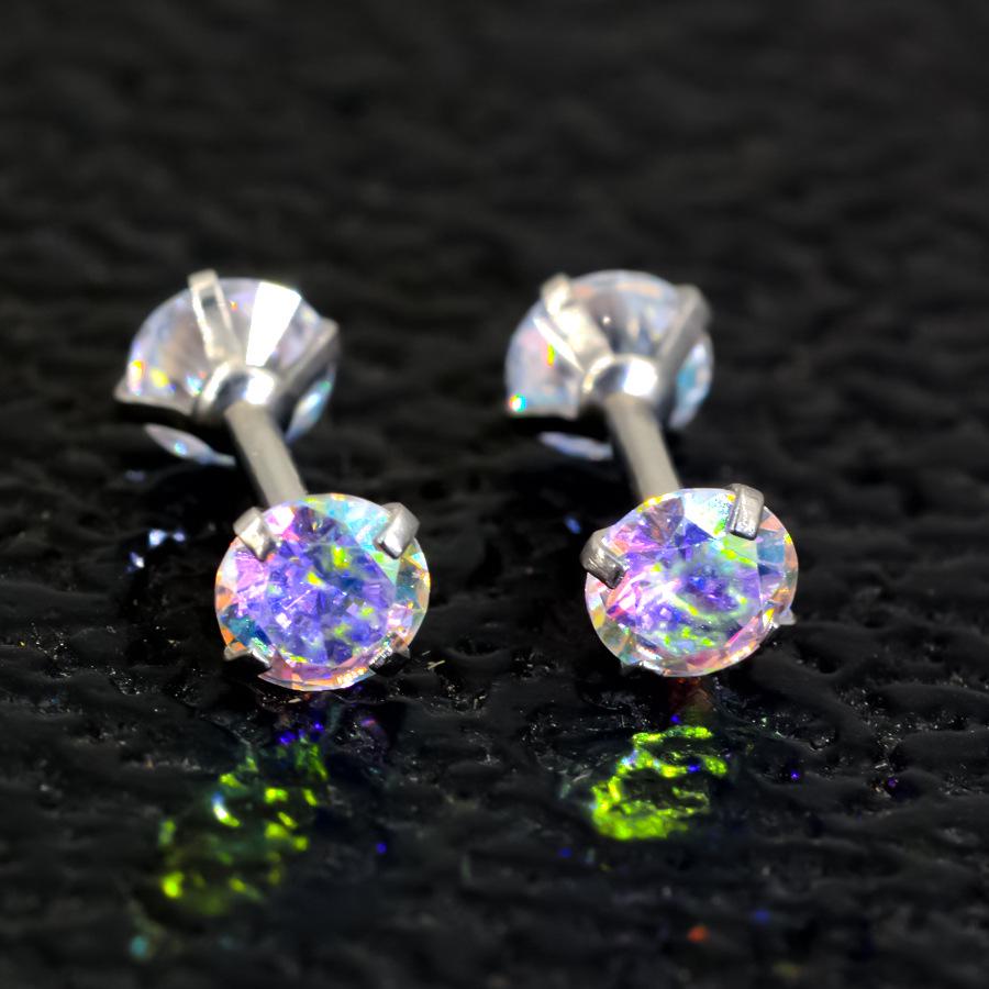 Šperky na piercing obočí z nerezové oceli 316L se zirkony - Mix barev, oboustranné rovné tyčinky, náušnice