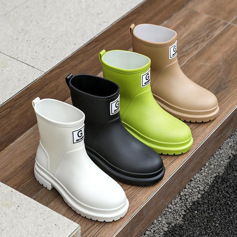 Water shoes high-end rain shoes women's medium tube non-slip rain boots waterproof overshoes rubber shoes water boots