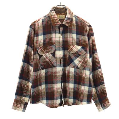 70s 80s Made In Korea Acrylic Vintage Check Pattern Long Sleeve Flannel Shirt Men's Used