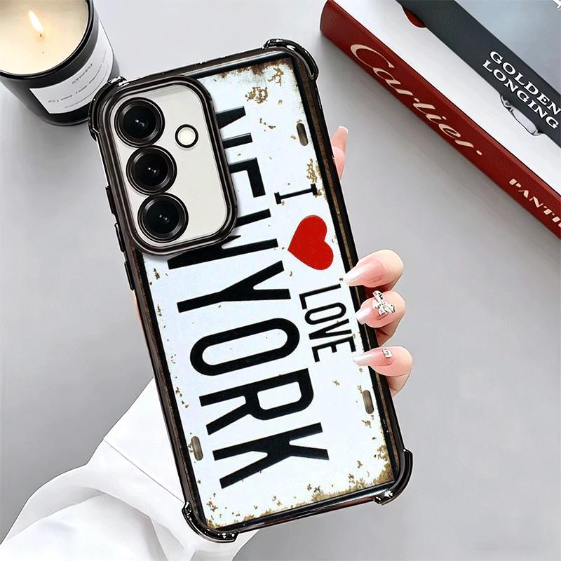 Retro Vintage License Plate Soft Phone Case For Samsung A17 A27 A07 A37 A57 A16 A56 A15 A55 A14 A54 A13 A53 A26 A36 A25 A35 A24
