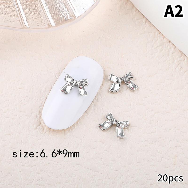 20Pcs Silver Alloy Butterfly Nail Art Bow Charms Accessories Parts For Manicure Doecr Retro Nails Decoration Design Supplies