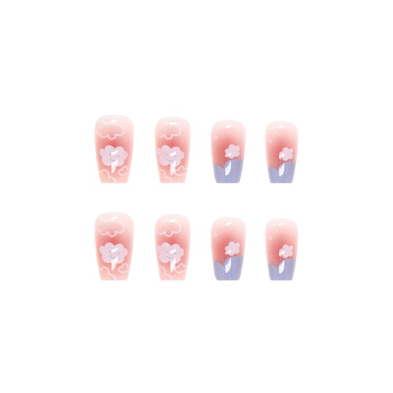 24 stycken Soft Girl Rouge Manikyrtillbehör Söt Molnvit och Mjuk Bärbar Nageltillbehör Medium Platt Huvud Nageltillbehör