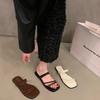 Flat Bottom Simple Temperament One-word Slippers Fairy Shoes Wear 2025 Summer French Sandals Beach Sandals