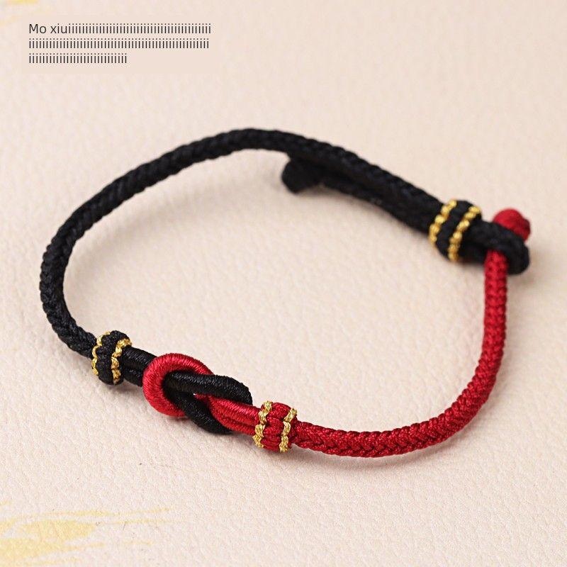 No Self-Woven Bracelet Tied Peace Buckle Lucky Beads Couple Red Rope Men's and Women's Birth Year Easiest for Match Carrying Strap Gift