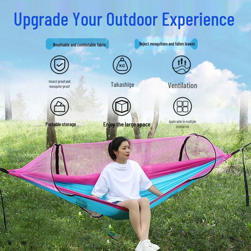 OEING Quick-Setup Double Outdoor Hammock with Mosquito Net & Sunshade