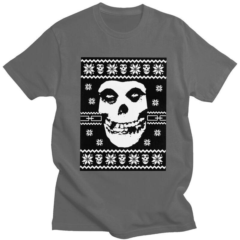 Custom Male Horror Punk Rock Misfits SKull T Shirts Short Sleeves Cotton Tshirt Streetwear Tshirt Casual Tees Slim Fit Clothes