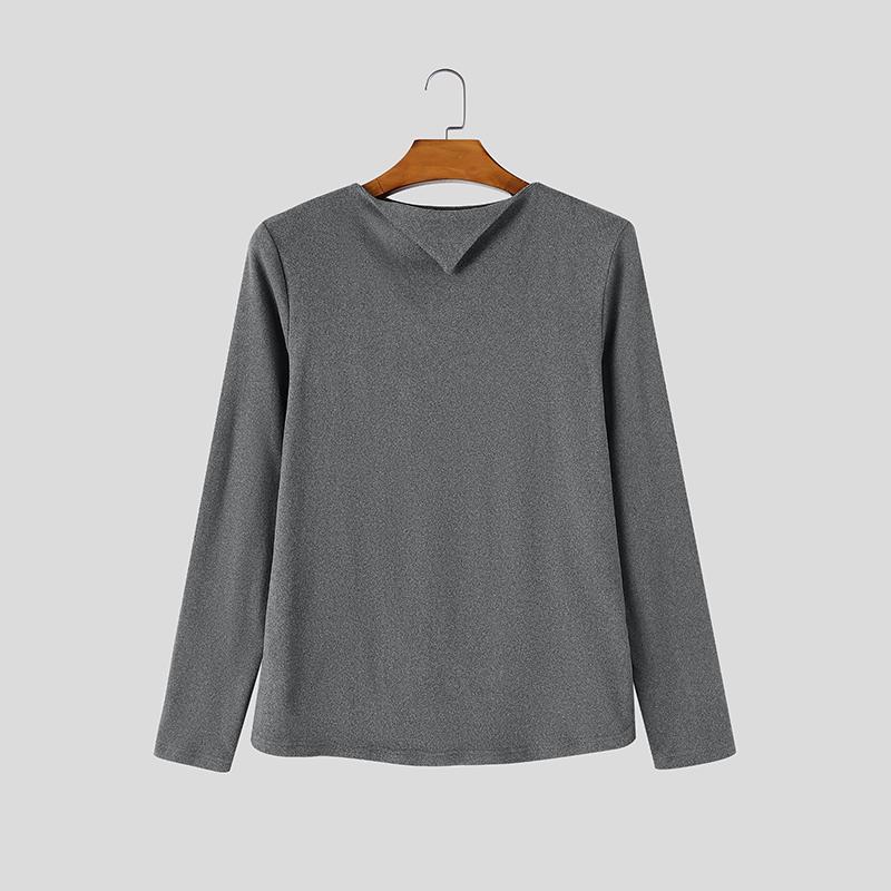 INCERUN Mens V Neck Slim Fit Long Sleeve T Shirt Lightweight Casual Basic Te Tops