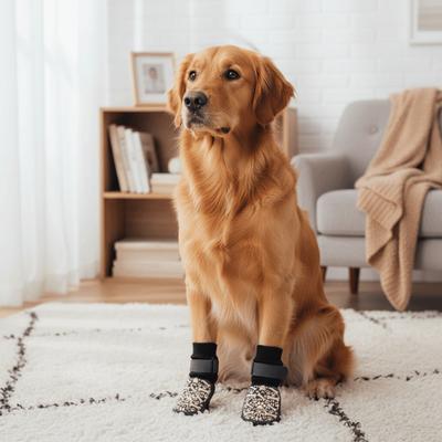 4 Pieces/set Paw Pattern Anti-Slip Dog Socks Wear Resistant Warm Pet Knitted Socks Anti-licking Adjustable Dog Foot Cover