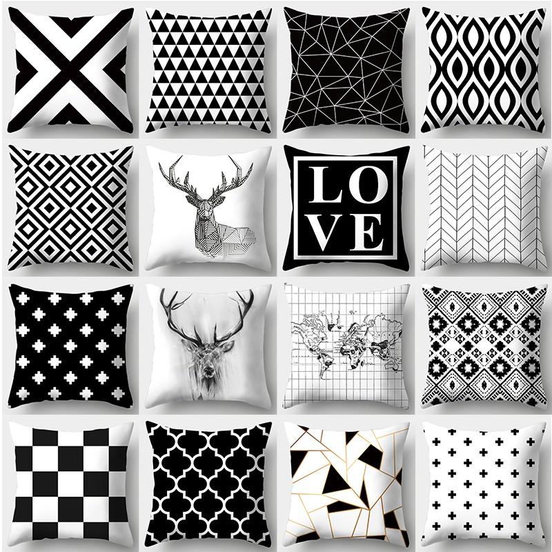 Black and White Series Pillowcase Sofa Simple Home Style Cushion Cover Bedroom Living Room