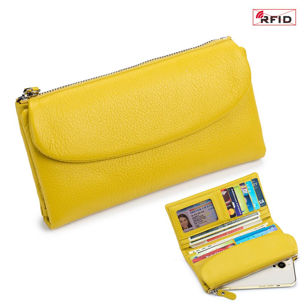 New high-end texture first-layer cowhide clutch bag wallet, female soft temperament wallet can be placed on mobile phones