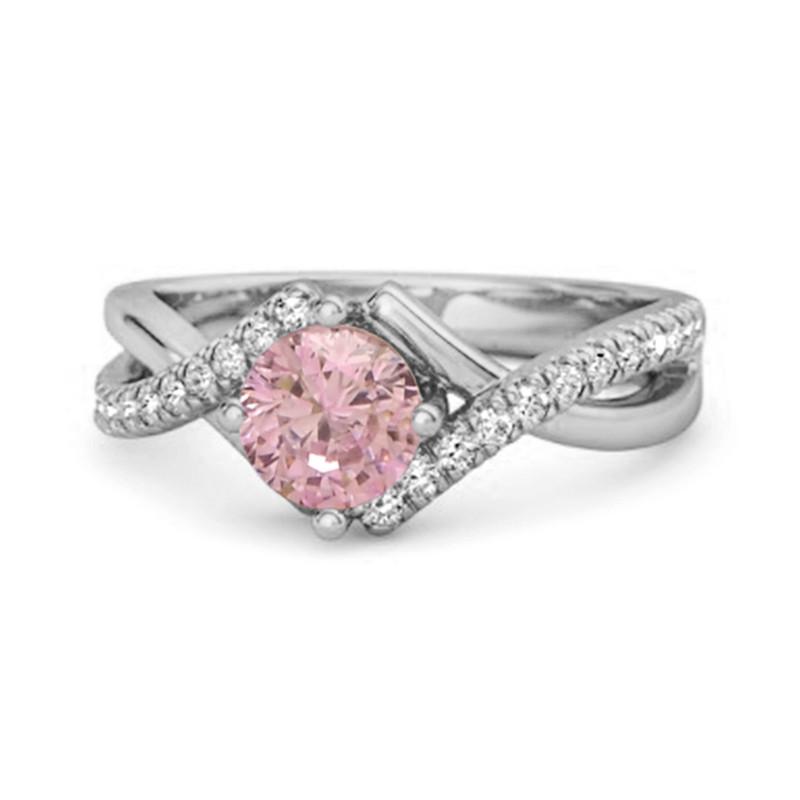 

Pink Topaz Split Band Crossover Pavé Ring - Sterling Silver 12 біле золото кольору