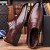 Autumn Winter New Designer Leather Shoes for Men Solid Color Business Casual Dress Shoes Male Fashion Warm Cotton Shoe Man