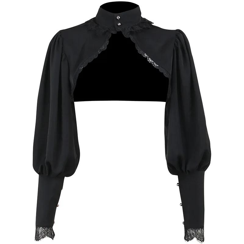 Lace Gothic Black Short Steampunk Crop Jacket Kawaii Vintage Gorgeous Palace Blouse Women Party Bolero Victorian Coat Corset