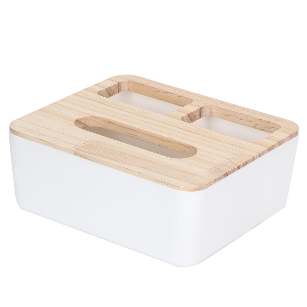 

Multifunction Desktop Paper Storage Holder Tissue Box Case with Lid for Home Office(Three Compartment Tissue Box )