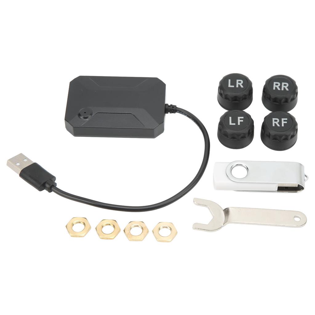 USB Lastik Basıncı İzleme Sistemi Büyük Ekran Göstergesi Kararlı Sinyal Kablosuz TPMS Araba RV için