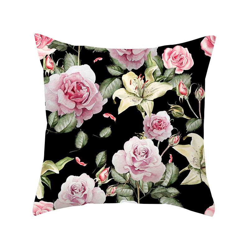 Ins Plant Flower Peach Skin Fleece Pillow Cover Sofa Car Pillow Cushion Cover Lunch Home Furnishing