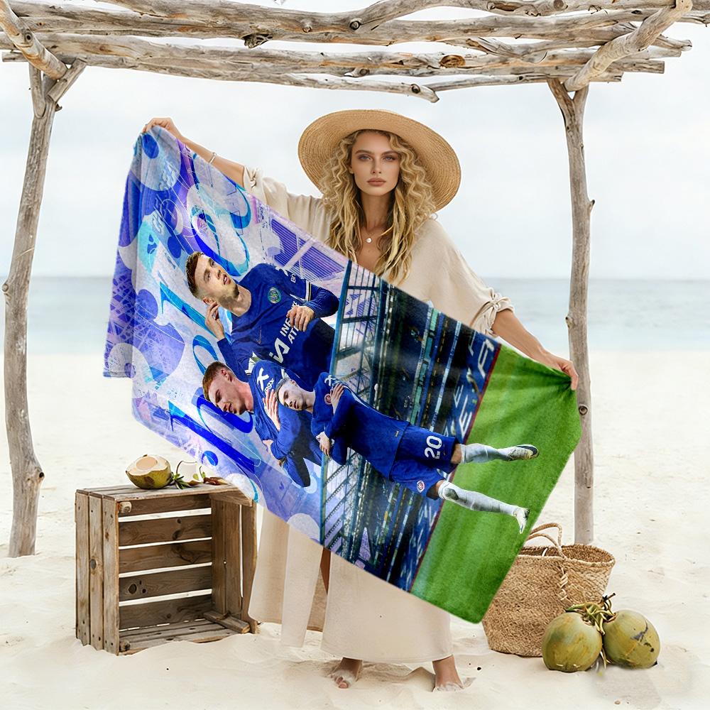 Chelsea FC Fußballspieler Strandtuch Schnelltrocknend Weiche Mikrofaser Bequem Leicht Geeignet für Schwimmen, Fitnessstudio, Camping, Yoga Urlaub
