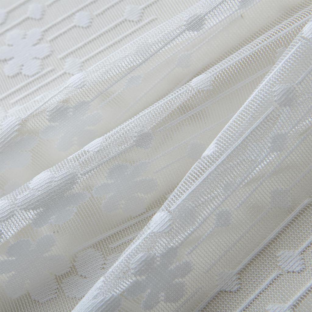 Half Window Sheer Curta Rod Pocket, Floral Cascade Lace Window Curtain Valance for Kitchen, Living Room and Bedroom, 50 X 13 Inches