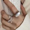 Dongdaemun Butterfly Pearl 925 Sterling Silver Fashion Ring - Simple Luxury Women's Trend.