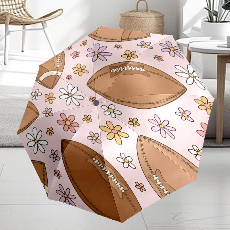 American football Theme Automatic Umbrella, Lightweight & Portable, 8 Rib, Perfect for Outdoor Travel, Birthdays, Christmas, Gifts.