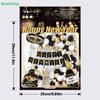 Black & Gold Happy New Year Party Decor Kit - Balloons, Banner & Mask Set, Festive Celebration Supplies