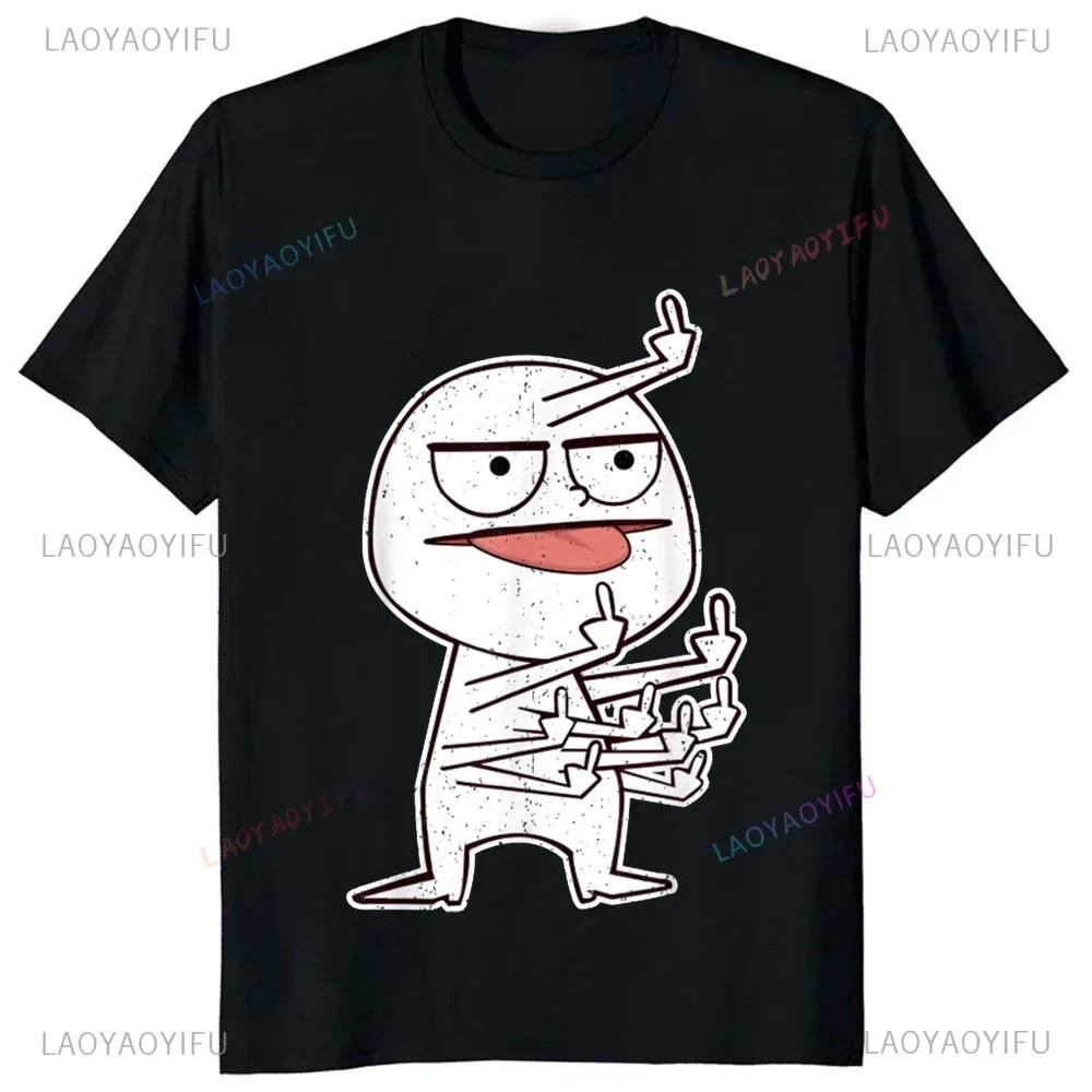 Cotton Middle Finger Funny Maniac Printed Man T Shirt Loose Casual Fashion Harajuku Hip Hop T-shirt Hipster Streetwear Comfort Clothing