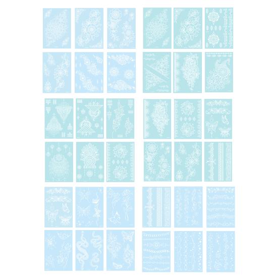 6Pcs Glow in Dark Tattoo Stickers, Lace Temporary Body Art for Hands, Waterproof Indian Mehndi Tattoos for Women Girls