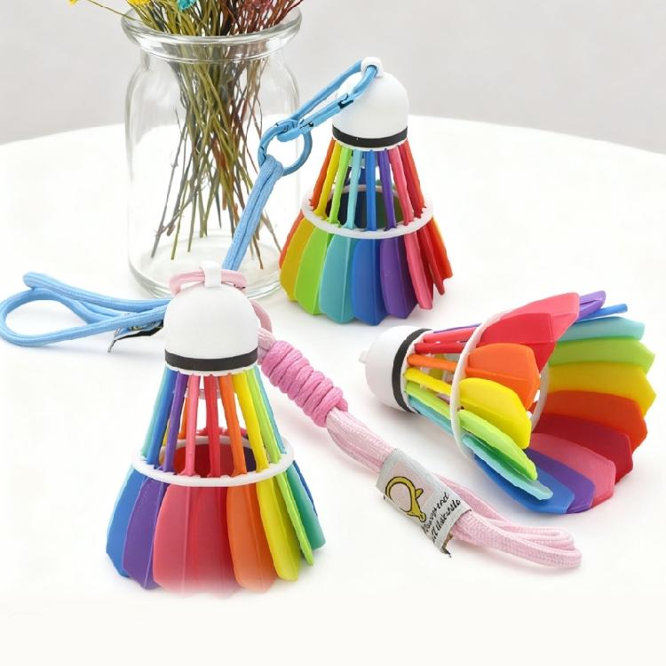 Printed Badminton Keychain Polylactic Acid Ornament Colorful Portable Decoration for Daily Use by Sports Admirers