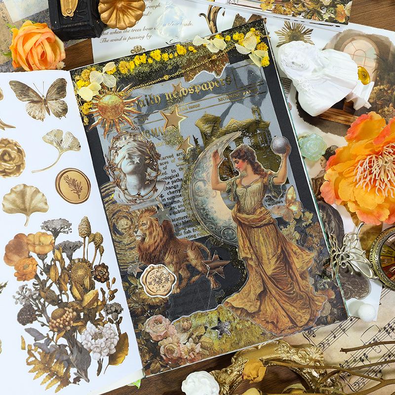 Europäische Retro Weihnachts-Cartoon-Sticker: Ausgestanzte Charaktere zur Tagebuchdekoration und für Festivalthemen