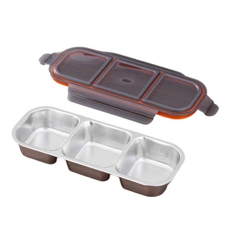 Stainless Lunchbox Box Multisection Compartments With Lid Snacks Container For Adults Kids Outdoor Use