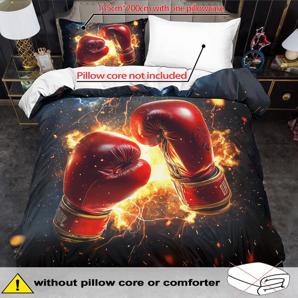 Open Boxing Theme Duvet Cover Set - 2/3pcs, Soft Comfortable Breathable, Boxing Glove Pattern Printed Bedding, Sports Fighting Print Quilt C 135cm*200cm