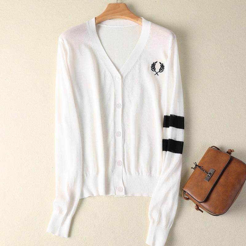 V-neck Sunscreen Clothes Women s Summer New Baggy Color Matching Long-sleeved Top Versatile Cardigan Jacket Thin S