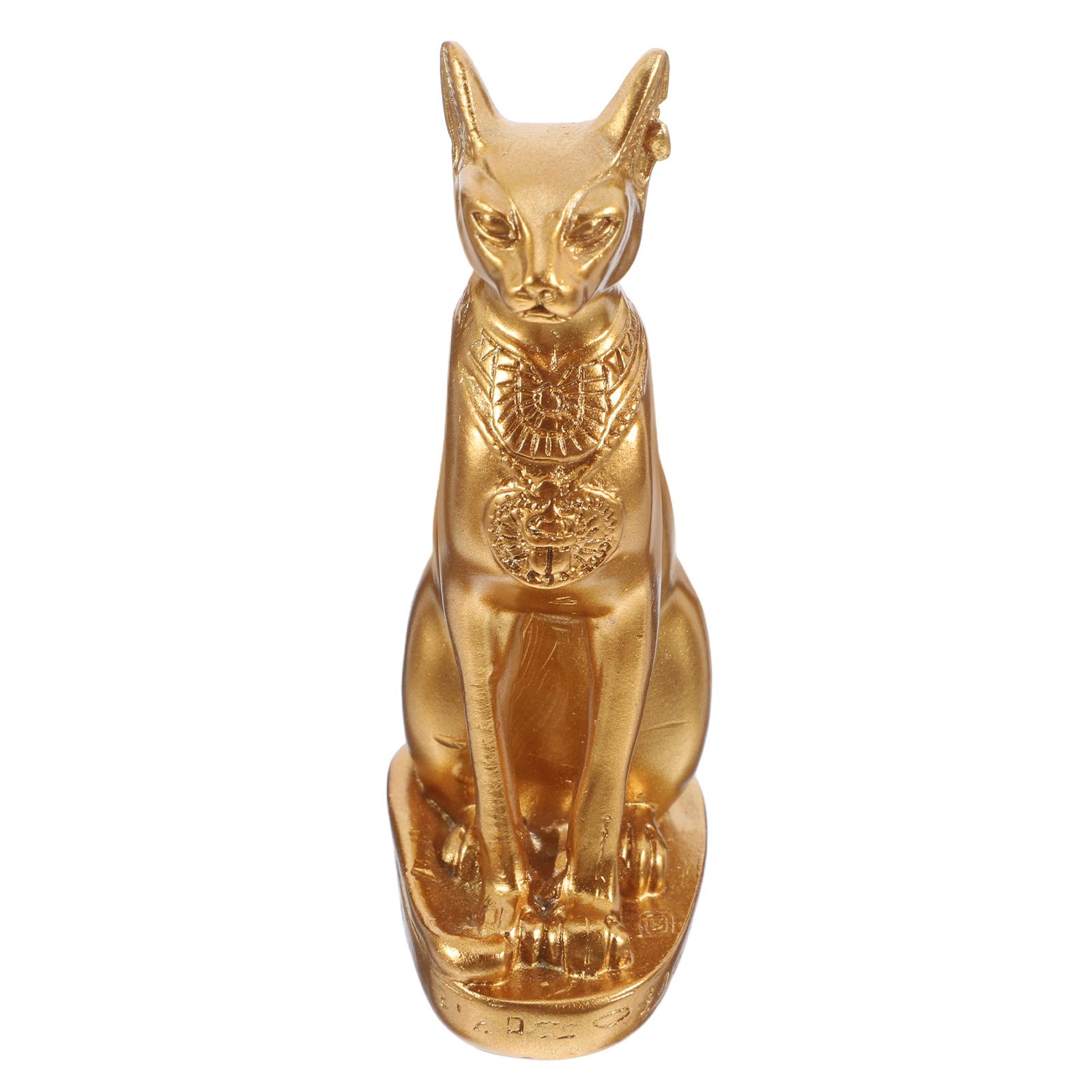 

Egyptian Cat God Gold Decor Bastet Statue Commemorate Shaped Ornament Tabletop Resin Craft Desktop Adornment Sand Goddess золотистый