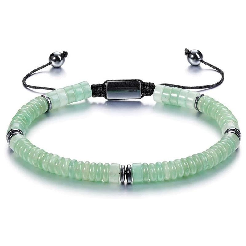 Healing Crystal Bracelets Abacus Bead Flat Beaded Bracelets for Men Women Adjustable Natural Stone Bracelets for Father Son