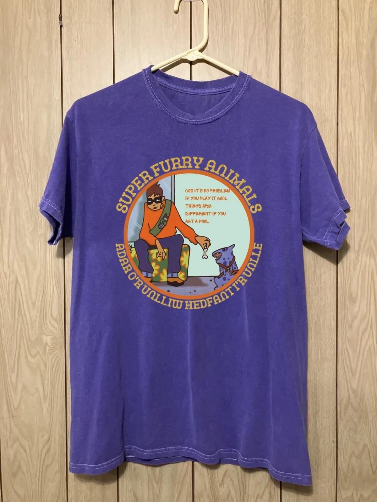 Rare Super Furry Animals Band Gift For Fan T-shirt Purple S
