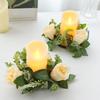 Flower Wreath for Table Small Candle Rings for Wedding Party Christmas Decor Rose Wreaths for Valentine's Day Spring Summer