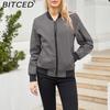 BITCED Frühlings-/Herbst Leichte Fliegerjacke Damen Lässiger Langarmmantel Locker sitzend Stehkragen Baseballjacke