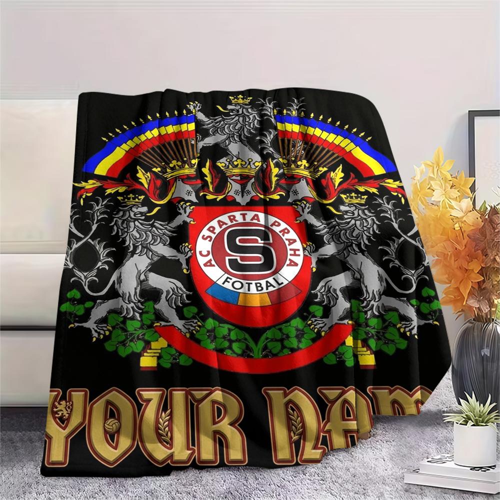 1PC Custom Name AC Sparta Praha Patterned Flannel Blanket Suitable For All Seasons for Home Decor Warmth and Comfort Gifts Holiday Present