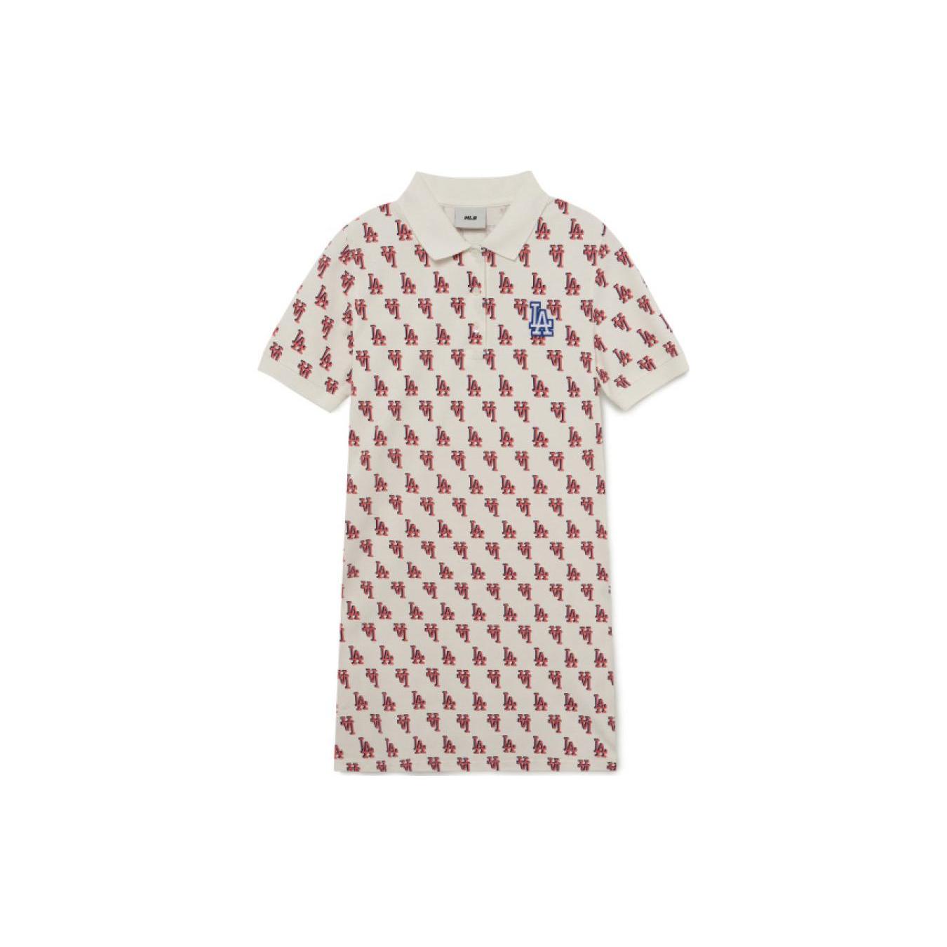 

Новое женское платье с коротким рукавом MLB Los Angeles Dodgers кремового цвета 3FOPM0233-07CRS S